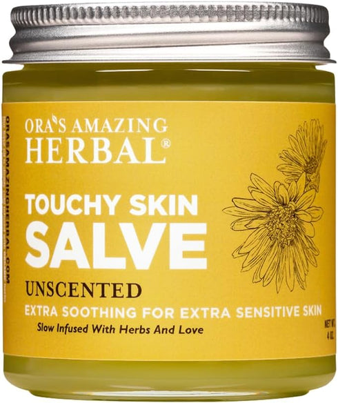 Touchy Skin Salve, Eczema Cream for Kids and Adults, Natural Itch Treatment, Calendula Ointment, 4 oz