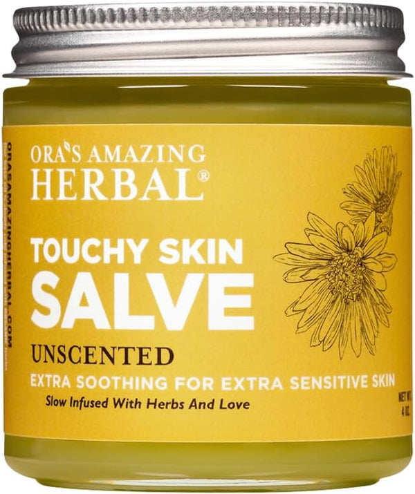 Touchy Skin Salve, Eczema Cream for Kids and Adults, Natural Itch Treatment, Calendula Ointment, 4 oz
