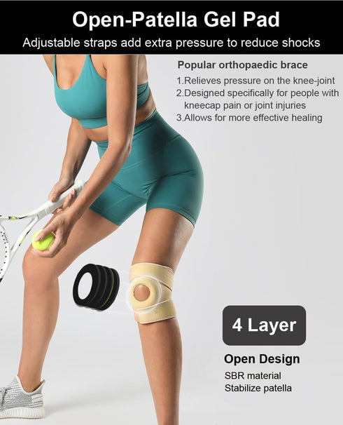 Knee Brace for Men Women Knee Braces for Knee Pain, Patellar Tendon Support Strap, Knee Brace for Meniscus Tear Knee Compression Sleeve for Knee Pain (Gray)