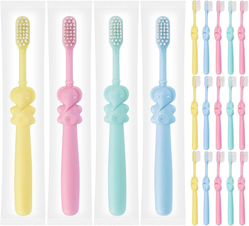 20 pcs Disposable Kids Toothbrushes, Individually Wrapped for Age 2+ Toddler Children, Soft Bristles for Boys Girls