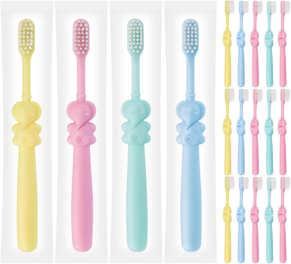 20 pcs Disposable Kids Toothbrushes, Individually Wrapped for Age 2+ Toddler Children, Soft Bristles for Boys Girls