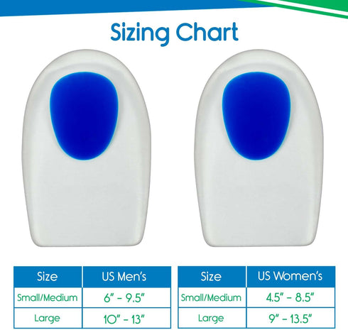 Heel Cups for Heel Pain Relief (3 Pairs) - Gel Cushion Inserts for Achilles Tendonitis, Plantar Fasciitis
