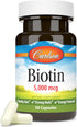 Carlson Biotin 5000 mcg - 50 Capsules for Healthy Hair, Strong Nails & Energy Production.