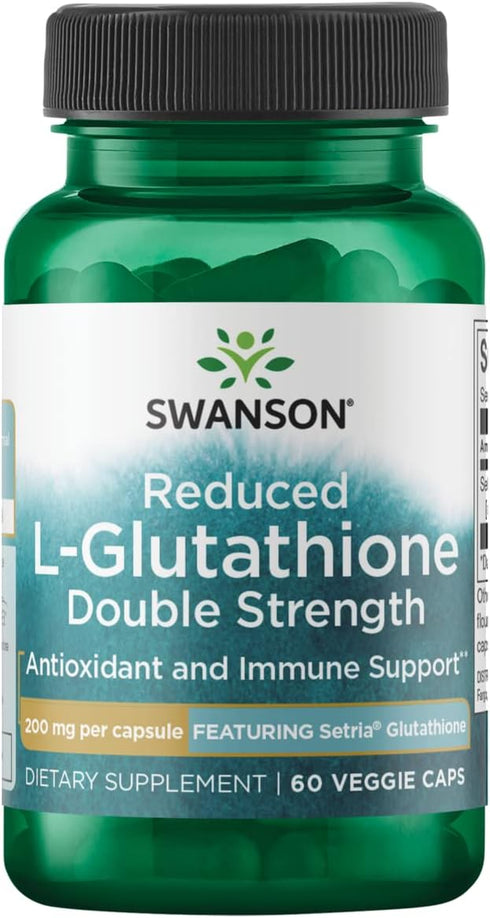 High Potency L-Glutathione 200 Milligrams by Swanson - 60 Veg Capsules for Antioxidant Support