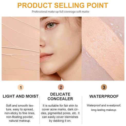 Kaely Pot Concealer Full Coverage Set, Waterproof Foundation Makeup Brush Kit, Eye Ring Corrector