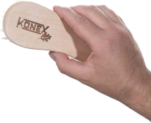 Konex Fiber Economy Utility Cleaning Brush, Heavy Duty Scrub Brush with Wood Handle (Peanut 2 Pack)