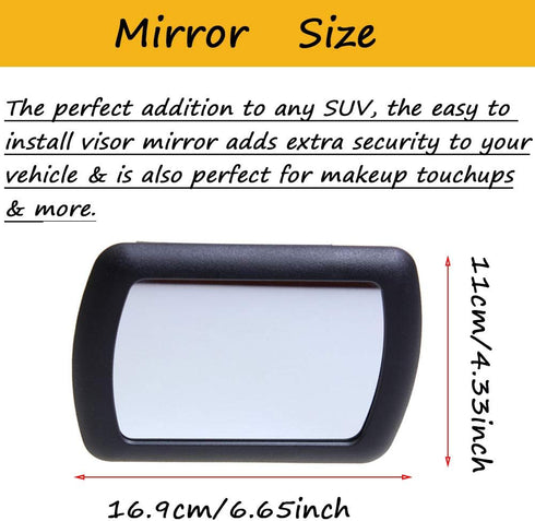 WenMei 2 Pack Black Deluxe Sun Visor Mirror, Auto Supplies Car Makeup Mirror 16.9x11cm/6.65"x4.33"