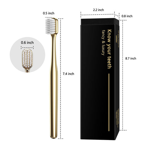Z-VAPRESS Gold Color Toothbrush Soft Bristles Fancy Toothbrush Home Hospitality Travel Toothbrushes Luxury Gold Color