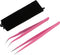 Hotop 2 Pieces Straight and Curved Tip Tweezers, Stainless Steel Eyelash Extension Application Tools