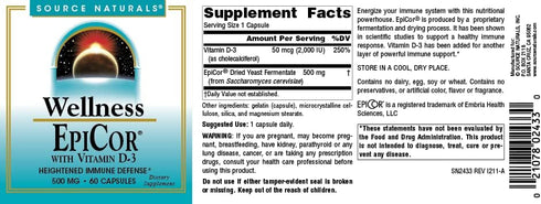 Source Naturals Wellness EpiCor with Vitamin D-3, 60 Capsules, Heightened Immune Defense*