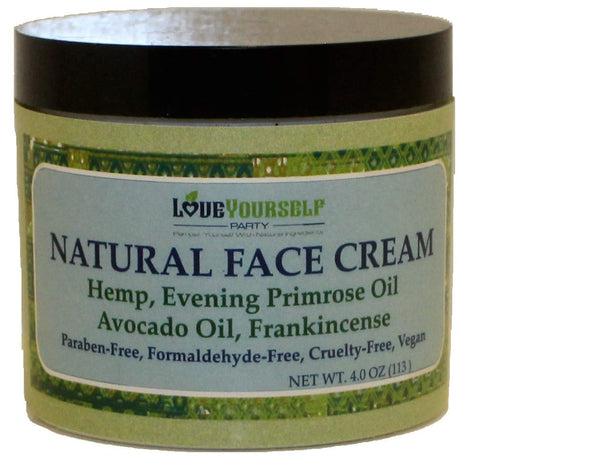 Natural Face Cream Hemp Moisturizer with Frankincense, Evening Primrose Oil, Avocado - Anti-Aging Wrinkle Care