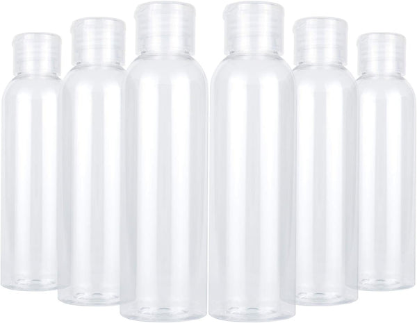 TRENDBOX 6 Pack Plastic Empty Bottles with Flip Cap for Shampoo, Lotions, Liquid Soap, Cream (4 oz / 120 ml)
