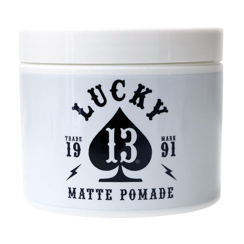 Lucky 13 Barber Supplies Matte Hair Pomade | Water-Based | High Hold | Matte Finish | Tobacco Vanilla Scent, 4oz