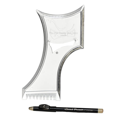 The Cut Buddy PLUS Beard Shaping Tool - Clear Template with Built-in Comb and Bonus Pencil