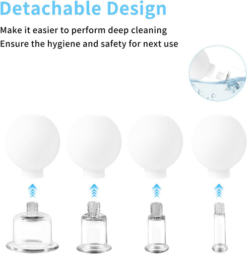 Set, 4 Meifuly Facial Cupping PCS Silicone Vacuum Suction Face Massage Cups, Skin Tightening Kit for Eyes, Face