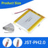 455272 3.7V Lipo Battery, 2000mAh Rechargeable Lithium Polymer Battery Pack with JST PH2.0mm Connector for Electronic