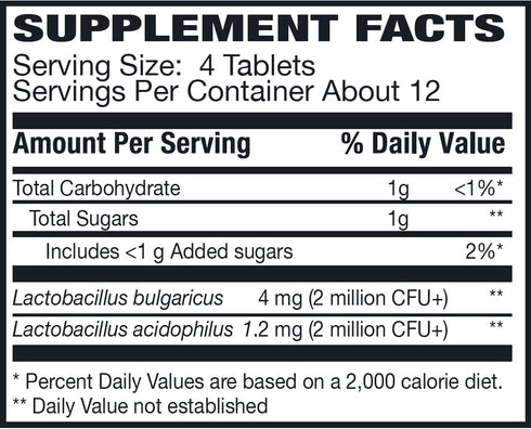 Rising Pharma Floranex Tablets - Lactobacillus Probiotic Dietary Supplements, 50 Tablets for Digestive Health