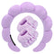 Spa Headbands for Washing Face, Wristband Set, Soft Terry Towel Cloth Hairband for Women, Puffy Headwear (Purple)