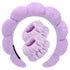 Spa Headbands for Washing Face, Wristband Set, Soft Terry Towel Cloth Hairband for Women, Puffy Headwear (Purple)