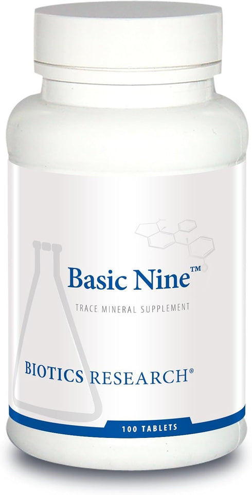 Biotics Research Basic Nine Whole Food Sourced Rare Trace Minerals, 100 Tabs with Antioxidants SOD and Catalase