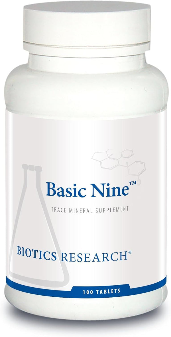 Biotics Research Basic Nine Whole Food Sourced Rare Trace Minerals, 100 Tabs with Antioxidants SOD and Catalase