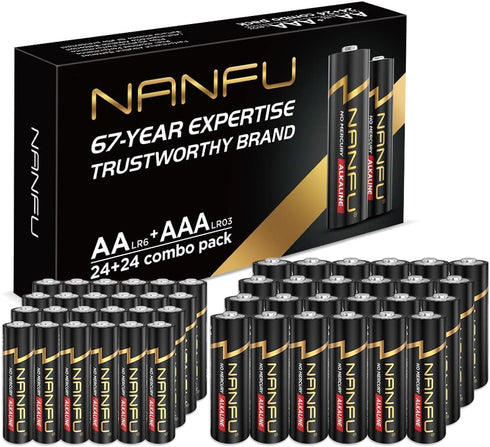 NANFU AA 24 and AAA 24 Alkaline Batteries Combo
