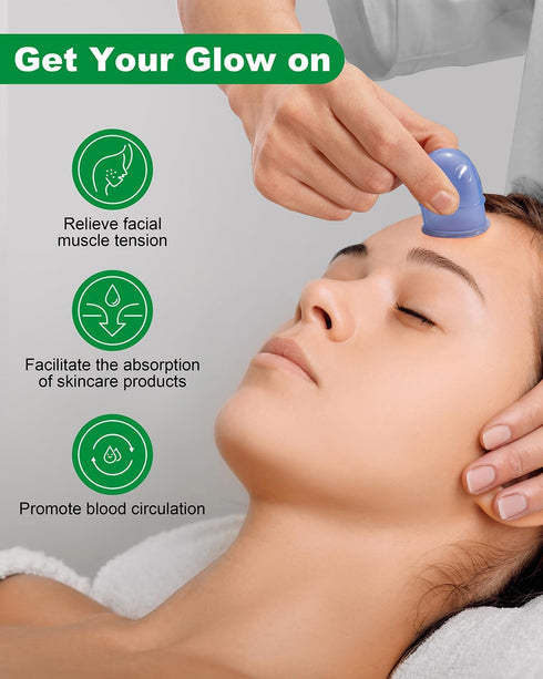 Sets (6-Pc 2 Silicone Cupping Therapy Kit) - Included Pcs Facial Suction Cups, Anti Cellulite Cup Massager - Vacuum