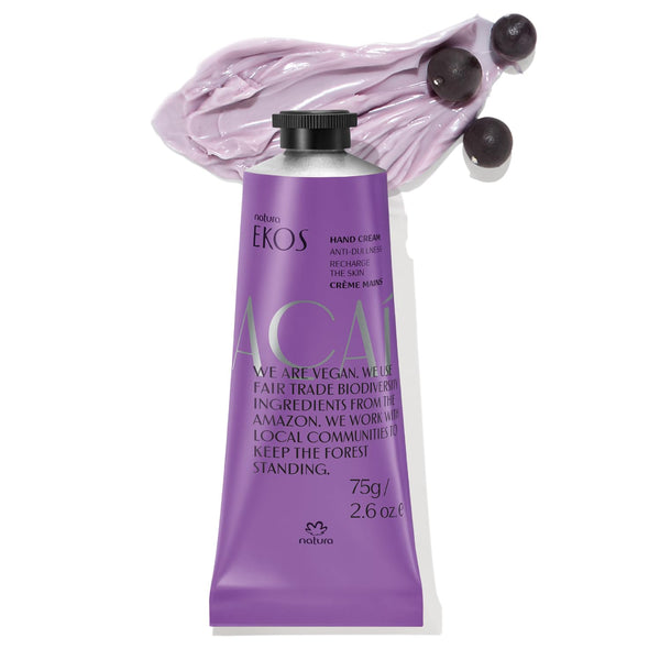 natura - Ekos Açaí Hand Cream - 2.6oz Anti-Dullness Skin Moisturizer, Fast Absorption Vegan Skin Care, Brazilian Beauty
