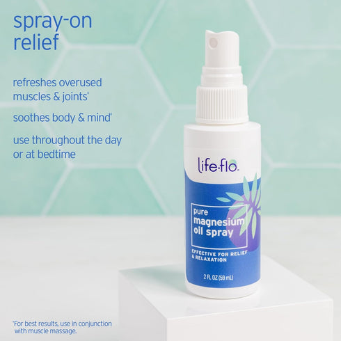 Life-flo Pure Magnesium Oil Spray 2oz, Calming Relief & Relaxation, Concentrated Magnesium Chloride, 60-Day Guarantee