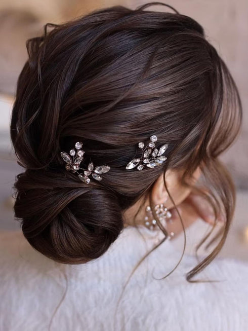 JAKAWIN Rhinestone Wedding Hair Pins Silver Bridal Crystal Jewelry Accessories for Women HP130 (Silver)