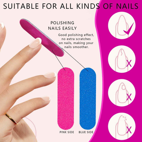 Mini Nail Files Bulk, 100 Pcs Disposable Double Sided Emery Boards, Travel Size for Men, Women, Kids (2 Inch)