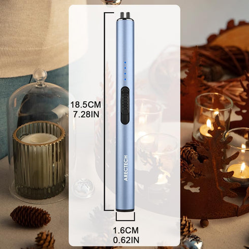 ARECTECH Electric Candle Lighter Rechargeable Arc Plasma Lighters for Kitchen Camping Christmas Type-C Blue