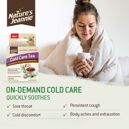 Nature's Jeannie Cold Care Tea - Peppermint Flavor - 9 Tea Bags with Zinc, Vitamin C, Elderberry & Natural Germ Fighters