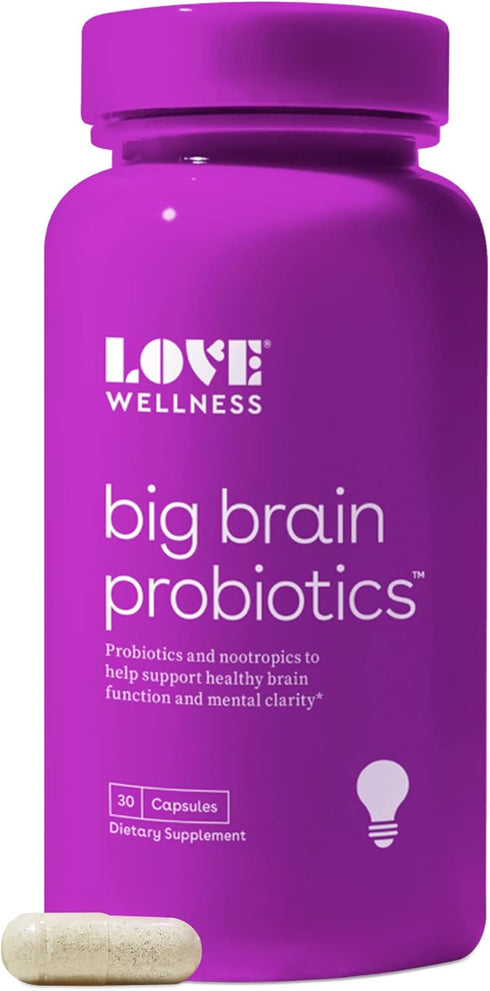 Love Wellness Nootropics Brain Support Supplement - 30 Capsules, Big Brain Probiotics for Cognitive Health & Focus