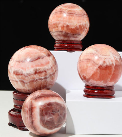LLCUJVVR Decor,40~45mm Quartz Crystal Ball,Red Meat Stone Ball for Decoration,Crystal Ball Home Furnishings, Crystal