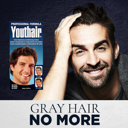 Youthair Crème Hair Color Restoring Conditioning Formula for Gray Hair Coverage, 3.75 oz, Made in USA