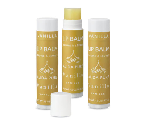 Vegan Vanilla Lip Balm Collection, 3 Tube Set with Organic Jojoba, Avocado Oil, and Vitamin E for Chapped Lips