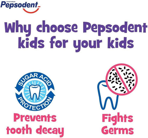 Metrey Herbotech 45G, Pack 4 Pepsudent Kids Toothpaste, Strawberry Flavor, Cavity & Enamel Protection