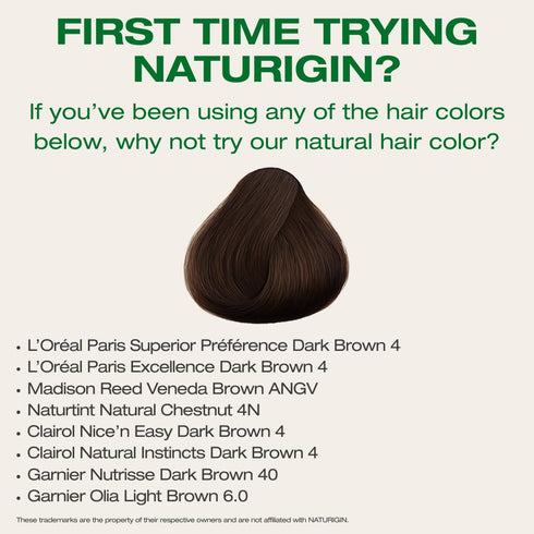Naturigin Permanent Hair Color 4.0 Brown – Ammonia Free, 100% Gray Coverage, Vegan, Salon Quality Hair Dye