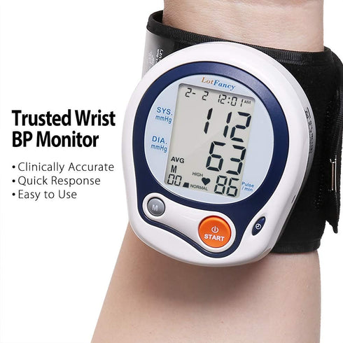 LotFancy Wrist Blood Pressure Monitor, Automatic Digital BP Machine, 60 Reading Memory