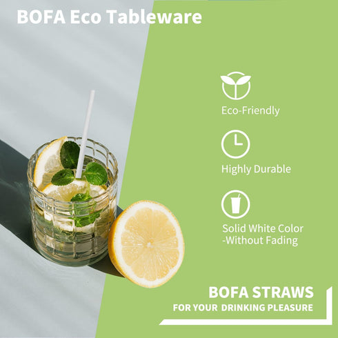Pure White Paper Drinking Straws, 7.75", Pack of 100 Disposable Solid White Straws for Wedding Party
