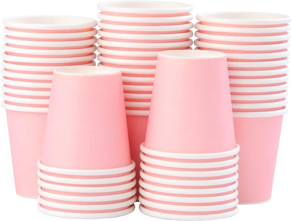 Bathroom Paper Cups 3oz - 50 Count Disposable Mouthwash Cups, Pink Small Cups for Mouthwash, Espresso, Medicine