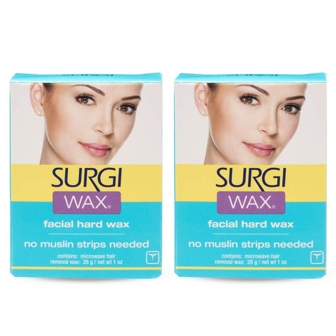 Surgiwax Microwaveable Facial Hair Removal Wax, Hard Wax Kit for Face & Upper Lip, At-Home Waxing Kit for Women