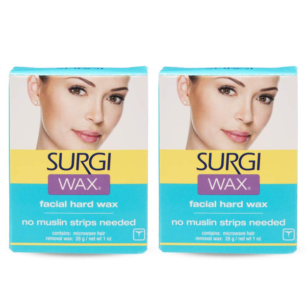 Surgiwax Microwaveable Facial Hair Removal Wax, Hard Wax Kit for Face & Upper Lip, At-Home Waxing Kit for Women