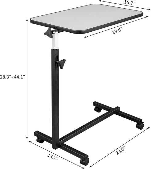 Kcelarec Adjustable Overbed Bedside Table with Wheels,Mobile Laptop Computer Standing Desk Cart (Gray)