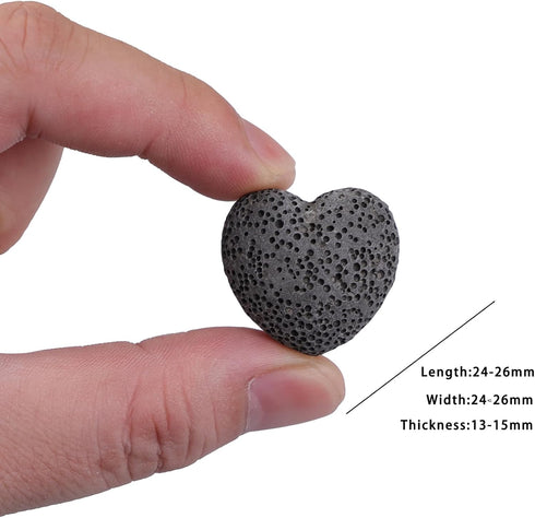 Set, 0.9 Inch, 10 rockcloud Black Lava Rock Stone Heart Shape Pocket Stones Dyed Lava Rocks Aromatherapy Essential Oil