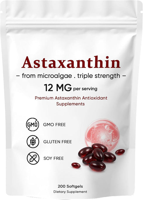 VSXAZ Aurkina Astaxanthin 12mg, Premium Astaxanthin Antioxidant Supplements, Supports Eye, Skin, Immune, Joint,