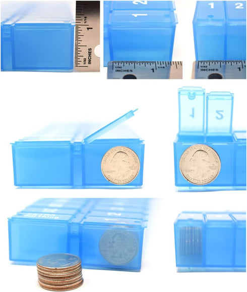AM PM 31 Day Monthly Pill Planner Organizers - Large Compartment Pill Boxes for Entire Month (AM/PM Clear & Blue)