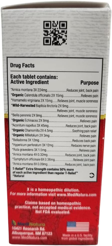 T-Relief Extra-Strength Arnica, 12 Natural Relieving Actives for Back Pain, 100 Tablets, Whole Body Relief, 2 Pack