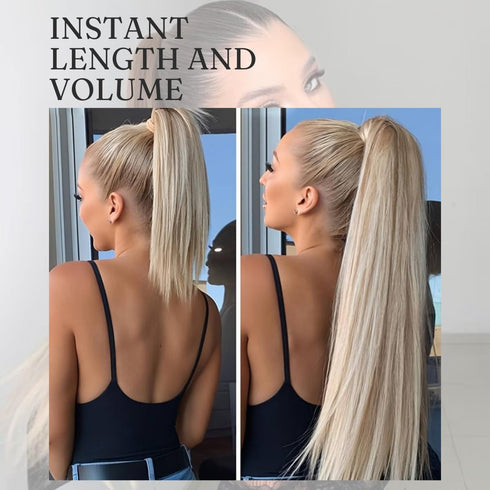 28inch Long Dark Blonde Ponytail Extension with Hair Tie - Yaki Straight Thick Braiding Hairpiece for Women (#15/18)